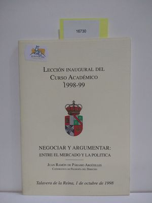 LECCIN INAUGURAL DEL CURSO ACADMICO 1998-99 (CON TU COMPRA COLABORAS CON LA ONG 