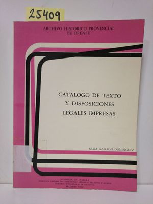CATÁLOGO DE TEXTOS Y DISPOSICIONES LEGALES IMPRESOS.