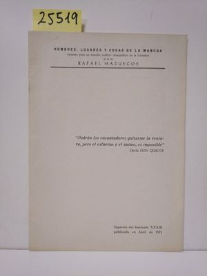 HOMBRES, LUGARES Y COSAS DE LA MANCHA.